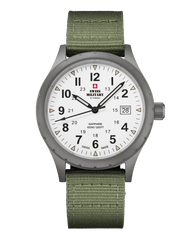 Swiss Military Klassische Armbanduhr im Army-Stil, weisses Canvas - SM34108.04 