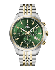 Swiss Military Klassische Chronographenuhr Grün Bicolor - SM34107.08 