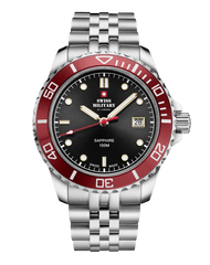 Swiss Military Schweizer Herren-Sportuhr, Schwarz/Rot - SM34109.04
