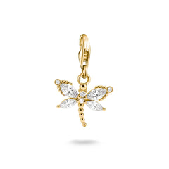 Thomas Sabo Charm Anhänger Libelle mit weissem Zirkonia 18K Vergoldet – 1872-M01-14