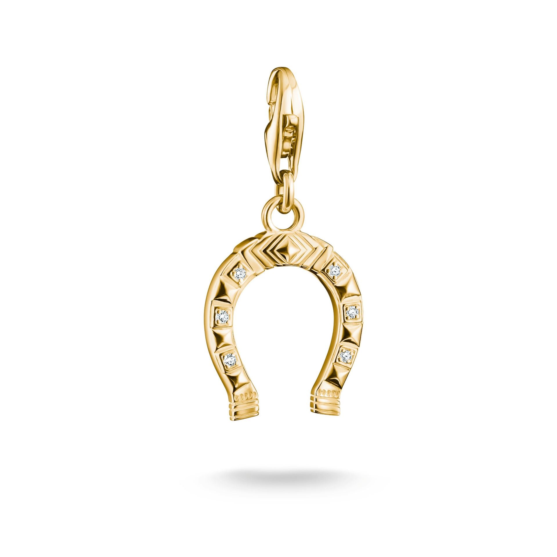 Thomas Sabo Charm Anhänger Hufeisen mit weissem Zirkonia 18K Vergoldet – 2234-M01-14
