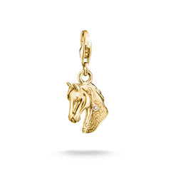 Thomas Sabo Charm Anhänger Pferdekopf mit weissem Zirkonia 18K Vergoldet – 2233-M01-39
