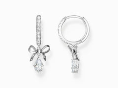 Thomas Sabo Creolen Silber 925 mit Schleifen-Anhänger und weissen Zirkonia – CR749-643-14