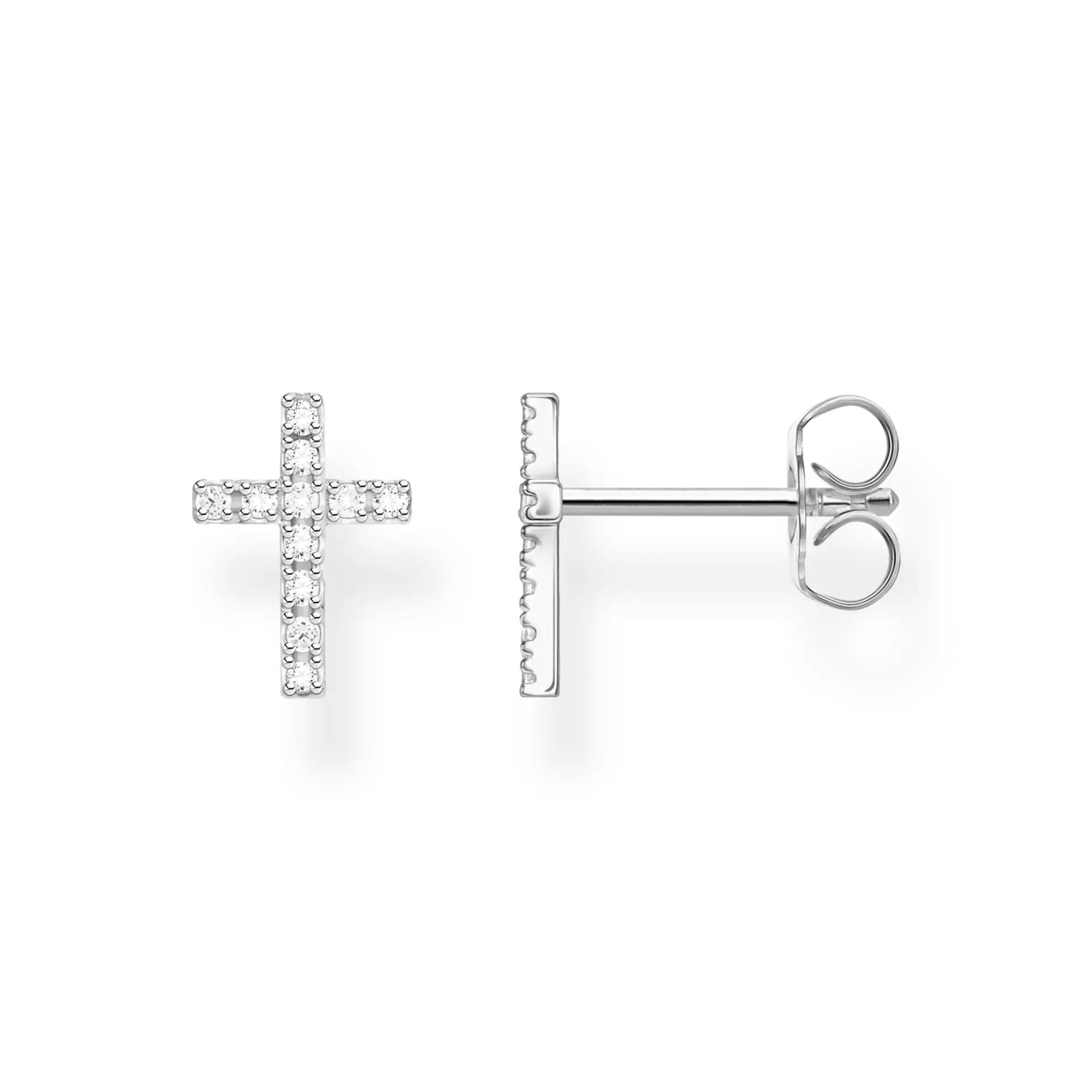 Thomas Sabo Einzel-Ohrstecker Kreuz Silber 925 mit weissen Zirkonia – H2131-051-14