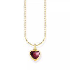 Thomas Sabo Halskette mit dunkelrotem Herz-Anhänger 18K Vergoldet – KE2268-414-10-L45V