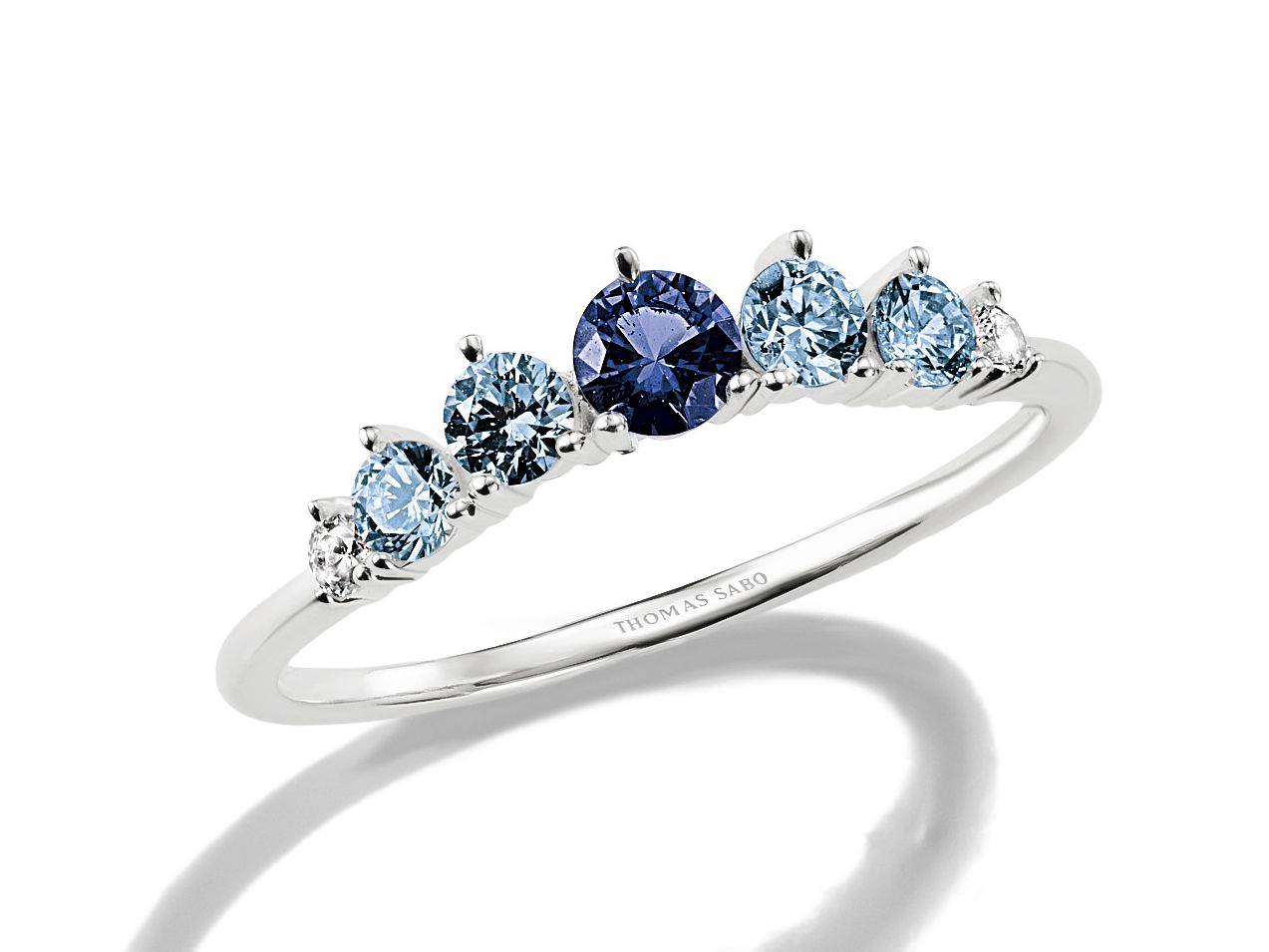 Thomas Sabo Midnight Sky Ring mit blauen Steinen 925 Sterling Silber – TR2551-166-1-54