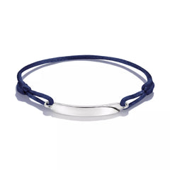 Thomas Sabo Textilarmband Dunkelblau mit Gravurplatte Silber 925