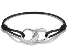 Thomas Sabo Together Textilarmband Schwarz Silber 925 mit weissen Zirkonia