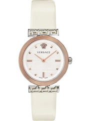 Versace Damen Uhr Weiss Gold Leder Greca Elegant Luxus&nbsp;