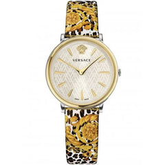 Versace VBP120017 V-Circle 36 mm – Floral Leder Damen Uhr