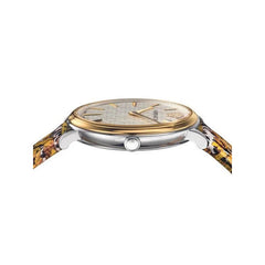 Versace VBP120017 V-Circle 36 mm – Floral Leder Damen Uhr