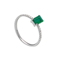 Weissgold-Ring aus 18 Karat mit Diamanten und Smaragd - 284918SB