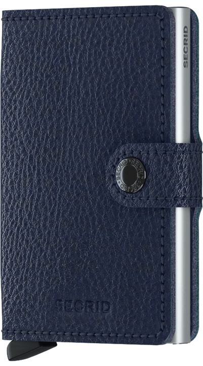 Secrid Miniwallet Vegetable Tanned Navy Silver mit Gravur - MVg-Navy-Silver