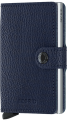 Secrid Miniwallet Vegetable Tanned Navy Silver mit Gravur - MVg-Navy-Silver