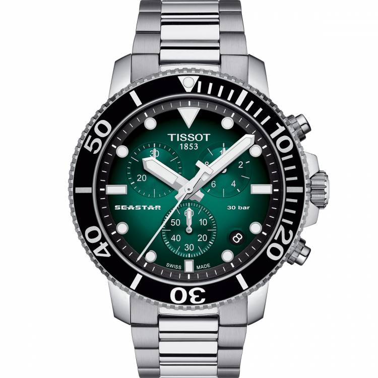 Tissot Seastar 1000 Quartz Chronograph Grün Herrenuhr - T120.417.11.091.01