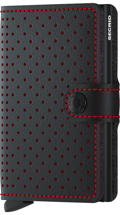 Secrid Miniwallet PERFORATED BLACK-RED mit Gravur - MPf-Black-Red