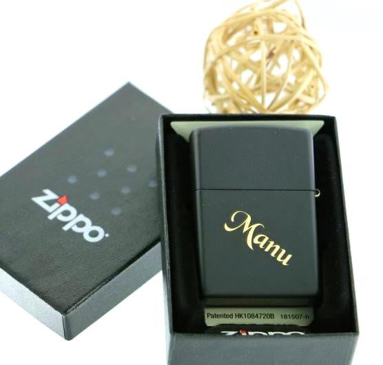 Zippo Feuerzeug schwarz mit Gravur