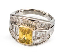 Silber Damenring 925 rhodiniert mit Zirkonia-Steine - SR-129