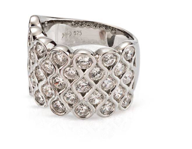 Silber Damenring 925 rhodiniert mit Zirkonia-Steine - SR-133