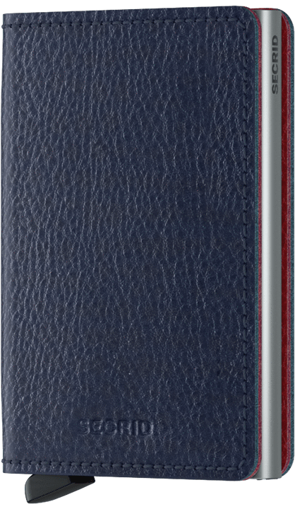 Secrid Slimwallet Vegetable Tanned Navy Silver mit Gravur - SVg-Navy-Silver