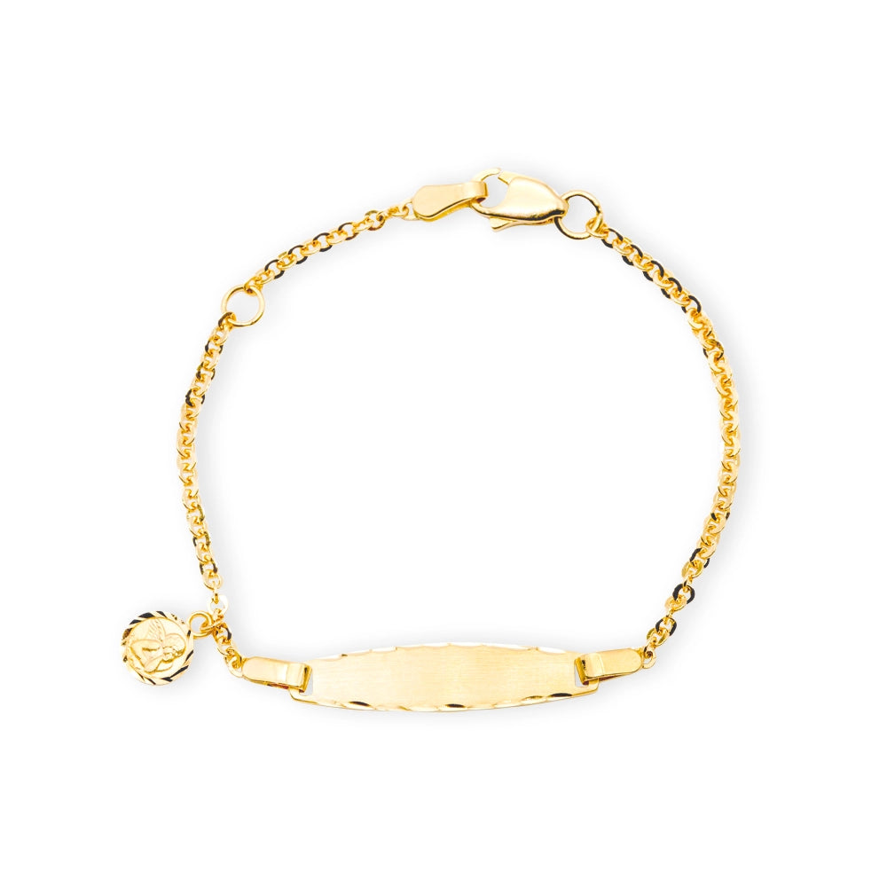 Baby Kinder Gelbgold Bracelet mit Schutzengel & Gratis Gravur - GB-489/9
