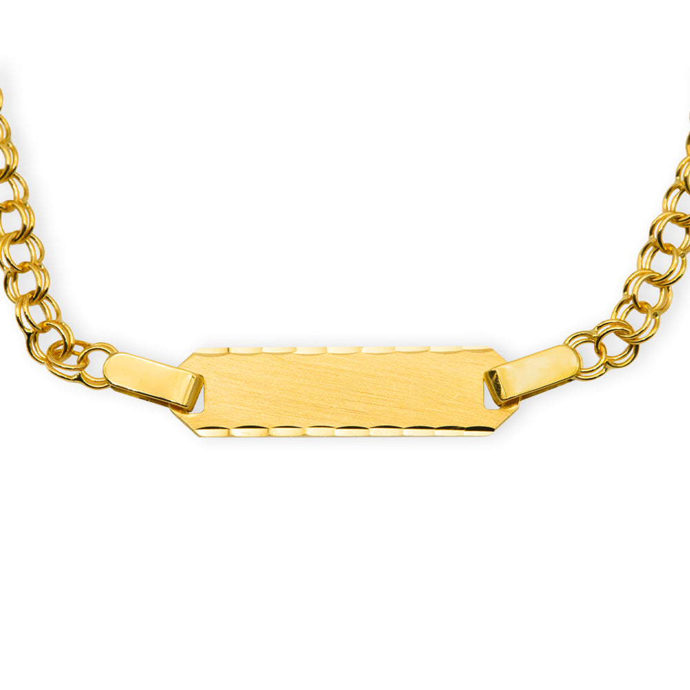 Baby Kinder Gelbgold ID-Bracelet mit Gratis Gravur, Länge: 14 cm - GB-498/18