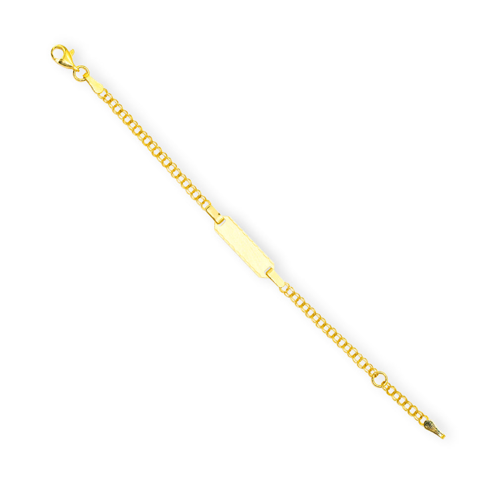 Baby Kinder Gelbgold ID-Bracelet mit Gratis Gravur, Länge: 14 cm - GB-498/9