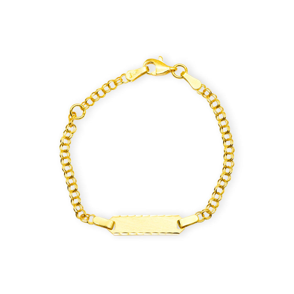 Baby Kinder Gelbgold ID-Bracelet mit Gratis Gravur, Länge: 14 cm - GB-498/9