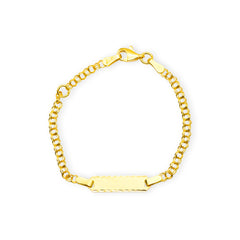 Baby Kinder Gelbgold ID-Bracelet mit Gratis Gravur, Länge: 14 cm - GB-498/9