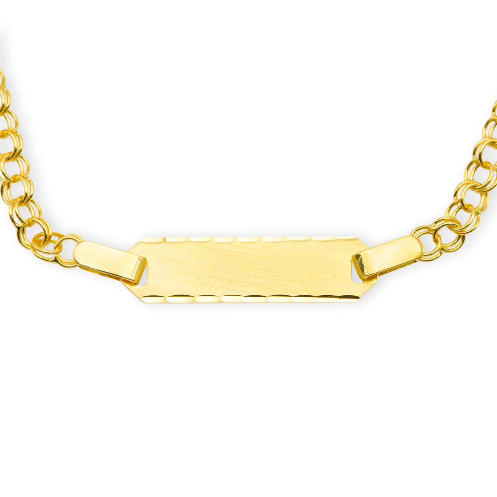 Baby Kinder Gelbgold ID-Bracelet mit Gratis Gravur, Länge: 14 cm - GB-498/9