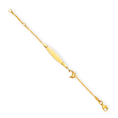 Baby Kinder Gelbgold ID-Armband mit Delfin & Gratis Gravur - GB-894/18