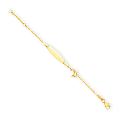 Baby Kinder Gelbgold 9K Bracelet mit Delfin & Gratis Gravur - GB-894