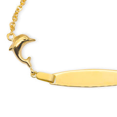 Baby Kinder Gelbgold 9K Bracelet mit Delfin & Gratis Gravur - GB-894