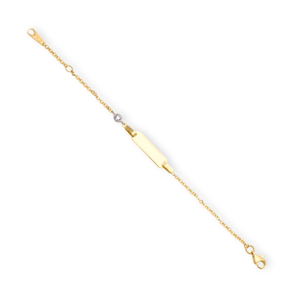 Baby Kinder Gelbgold Bracelet mit Zirkonia-Stein & Gratis Gravur - GB-949/9