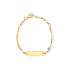 Baby Kinder Gelbgold Bracelet mit Zirkonia-Stein & Gratis Gravur - GB-949/9