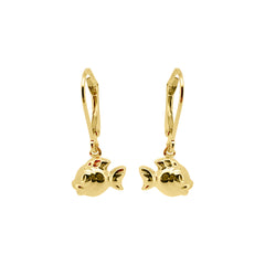 Boucle d'oreille bébé enfant en or jaune avec poisson, 18/750 carats - GO-563/18
