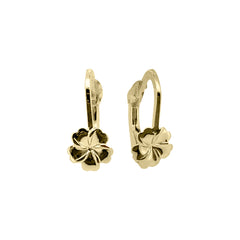Boucle d'oreille pour bébé en or jaune avec trèfle, 9/375 carats - GO-233