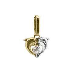 Pendentif dauphin en or jaune et blanc 9 carats 375
