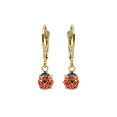 Boucle d'oreille pour bébé en or jaune avec coccinelle, 9/375 carats - GO-362