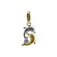 Delfin Anhänger 375 Gold in Gelb- und Weissgold mit 1 Zirkonia-Stein