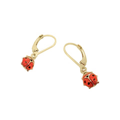 Boucle d'oreille pour bébé en or jaune avec coccinelle, 9/375 carats - GO-362