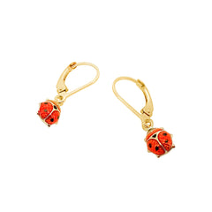 Boucle d'oreille bébé enfant en or jaune avec coccinelle, 18/750 - GO-362/18