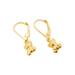 Boucle d'oreille bébé enfant en or jaune avec ourson, 18/750 carats - GO-303/18