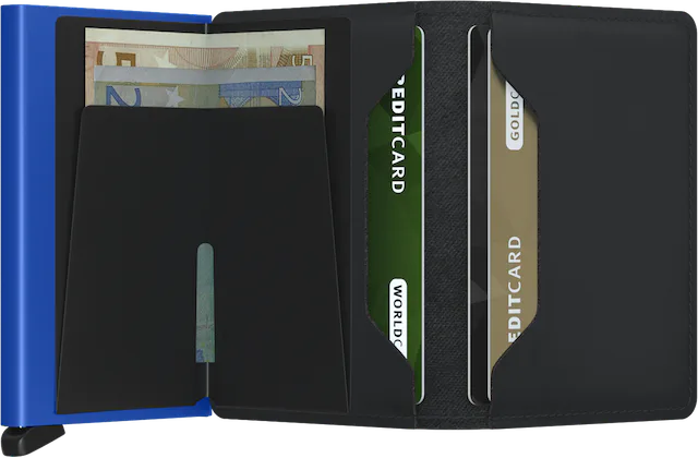 Secrid Slimwallet Matte Black & Blue mit Gravur - SM-Balck & Blue