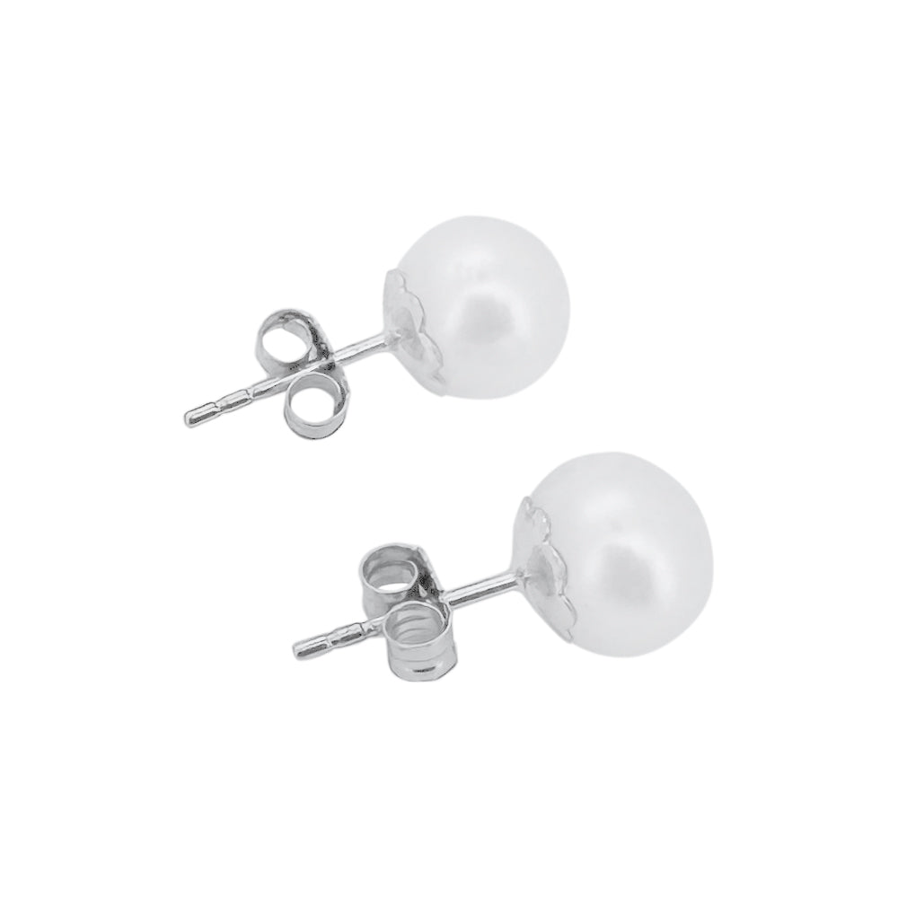 Perlen Ohrstecker Weissgold 6-6.5 mm für Damen - GPW-665