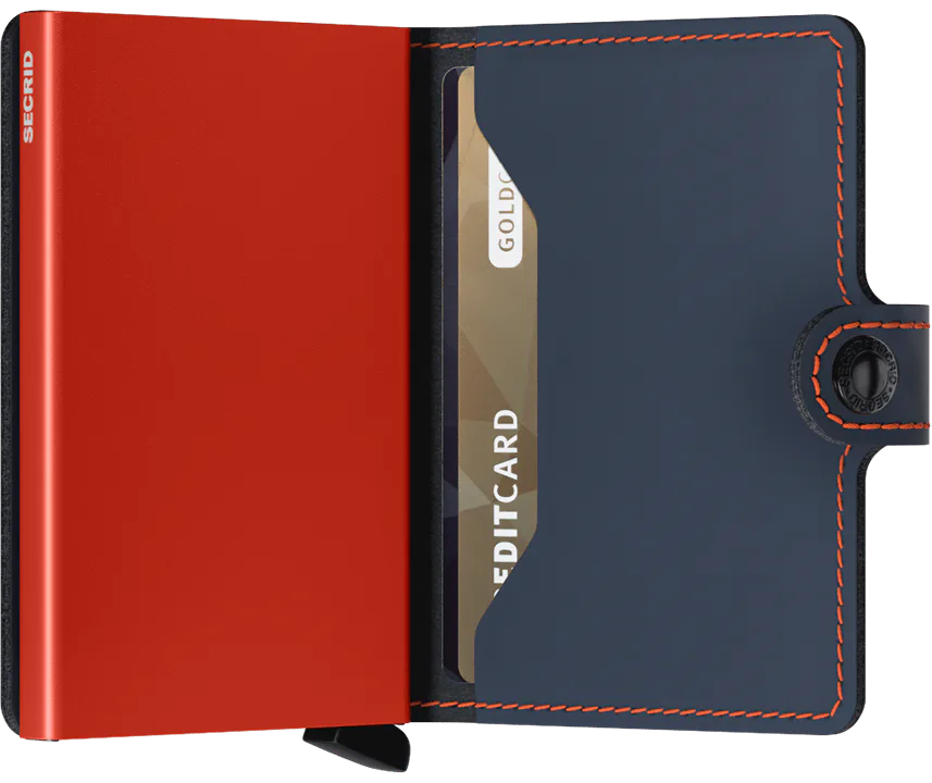 Secrid Miniwallet Matte Night Blue & Orange mit Gravur - MM-Night Blue & Orange