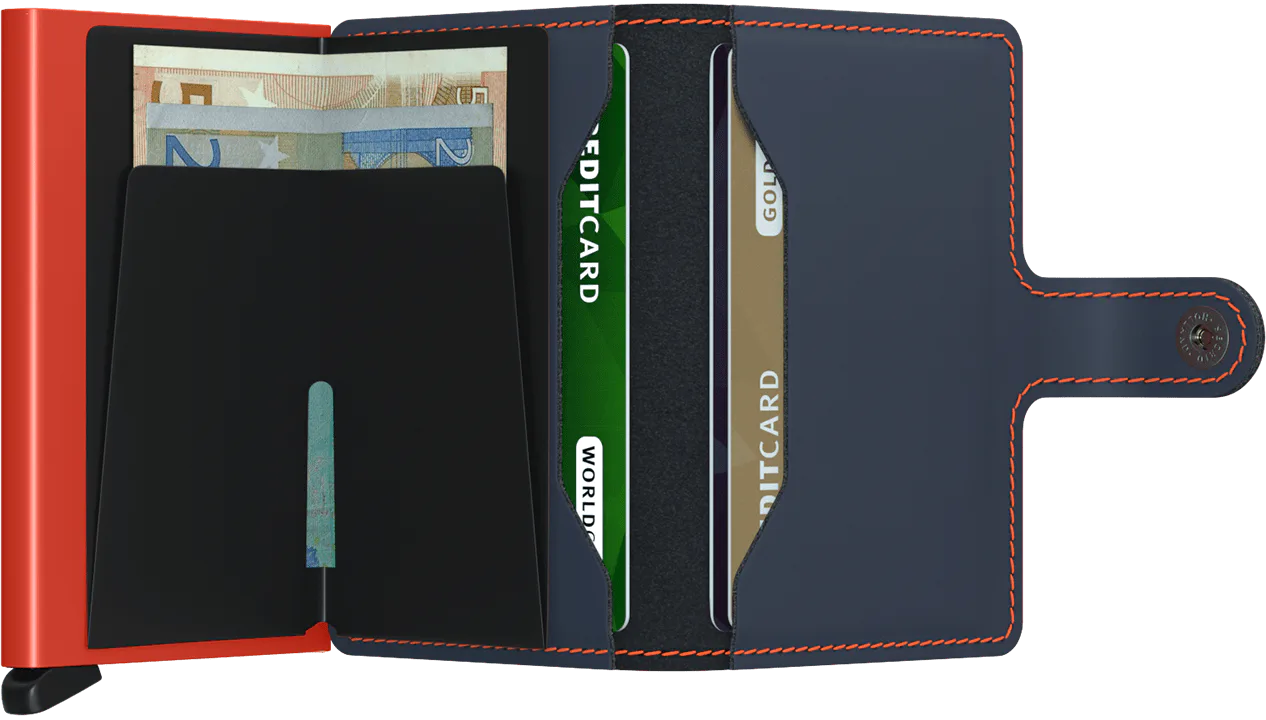 Secrid Miniwallet Matte Night Blue & Orange mit Gravur - MM-Night Blue & Orange