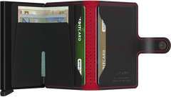Secrid Miniwallet PERFORATED BLACK-RED mit Gravur - MPf-Black-Red