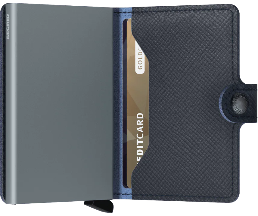 Secrid Miniwallet Saffiano Navy mit Gravur - MSa-Navy