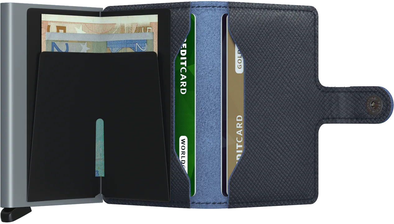 Secrid Miniwallet Saffiano Navy mit Gravur - MSa-Navy